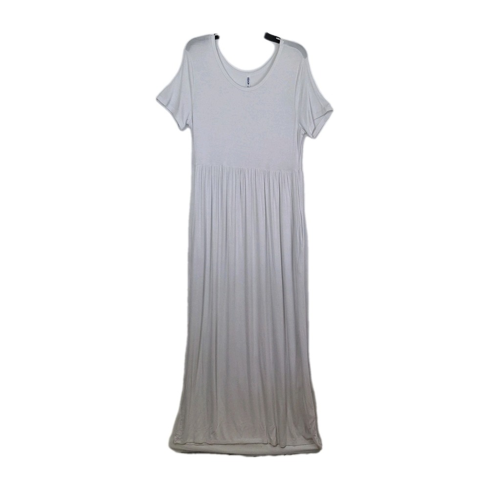 Viishow Women's Short Sleeve‎ Maxi Dress XL White Round Neck Cottagecore Prairie